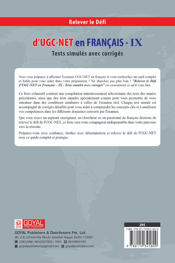 D'UGC - NET En Francais IX - Test Simules Avec Corriges