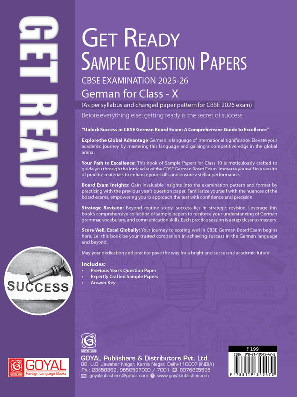 Get Ready German Sample Question Papers For Class-X