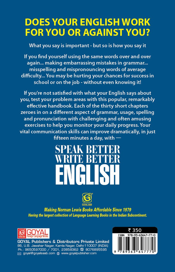 Speak Better Write Better - English