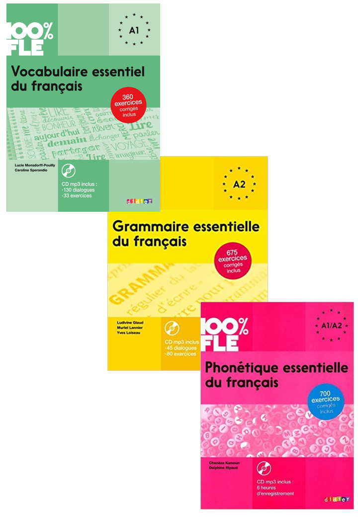 Grammaire Essentielle Du Français A1/A2+Vocabulaire Essentiel Du Français A1+Phonétique Essentielle Du Français A1/A2+Livre+Cd Mp3 ( Set Of 3 Books )