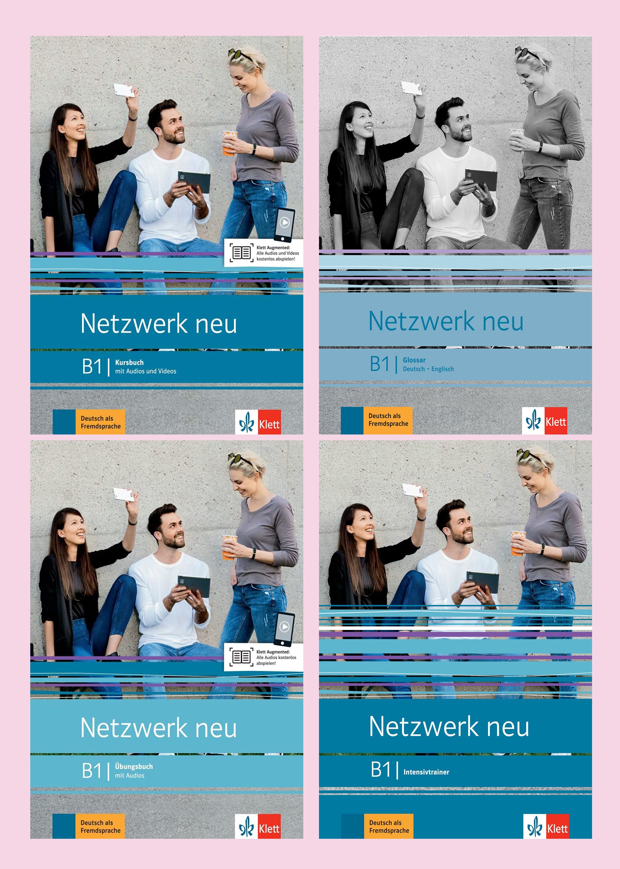 Netzwerk Neu B1 Kursbuch + Ubungsbuch + Glossar + Intensivtrainer Audios Available On Allango ( Set of 4 Books )