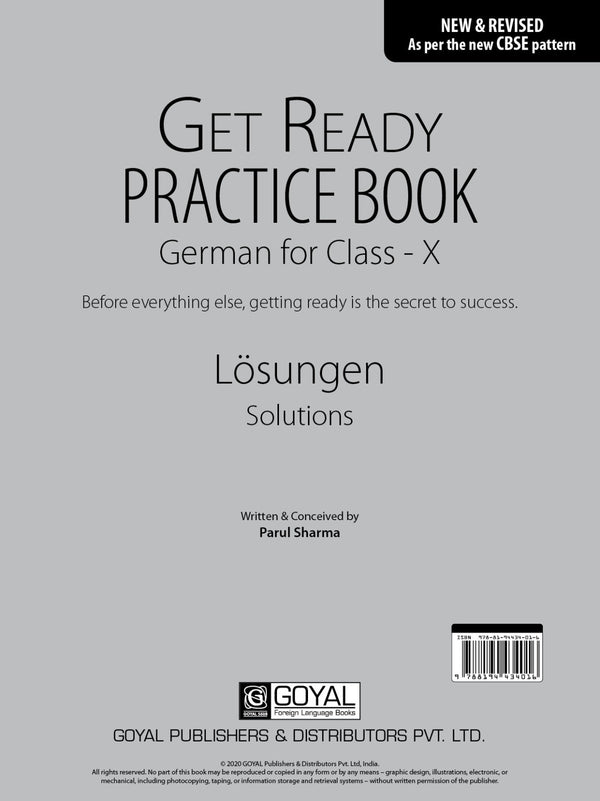 Get Ready Practice Book German For Class -X Losungen