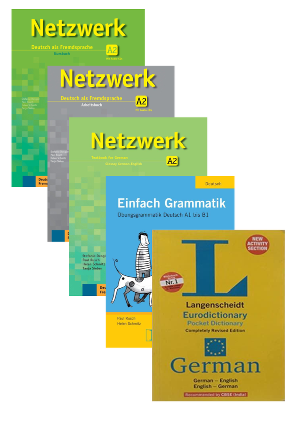 Netzwerk A2 Textbook+Workbook+Glossar+Intensivtrainer+LANG. EURO Dict.+Einfach Grammatik A1 Bis B1