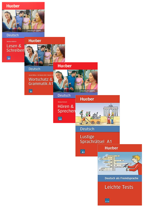 A1- Lesen & Schreiben +Wortschatz & Grammatik+Hören & Sprechen+Lustige Sprachratsel+Leichte Tests ( Set of 5 Books)