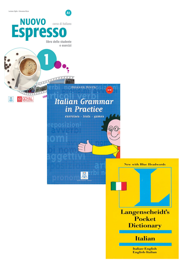 Nuovo Espresso A1 Libro + Grammar in Practice A1/B2+Langenscheidt Pocket Italian Dictionary ( Set Of 3 Books)