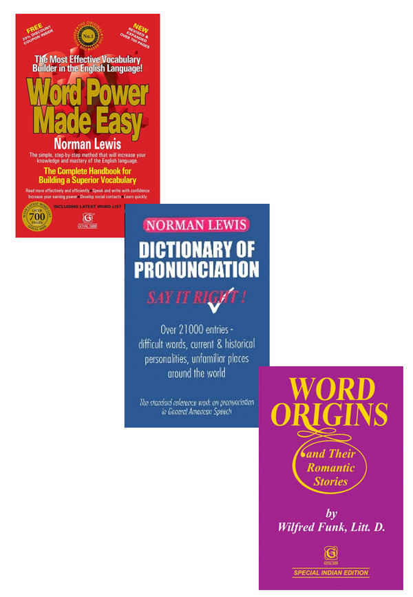 Word Power Made Easy+Dictionary of Pronunciation+Word Origin and Their Romantic Stories (Set of 3 books)