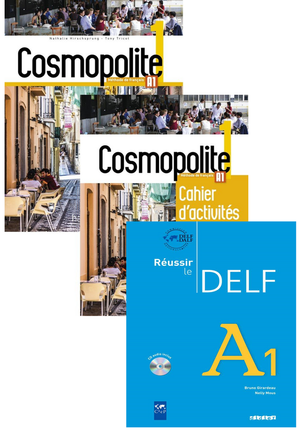 Cosmopolite 1-A1 Textbook with DVD +Workbook+Delf A1 Livre Audio Downloadable (3 Book Set)