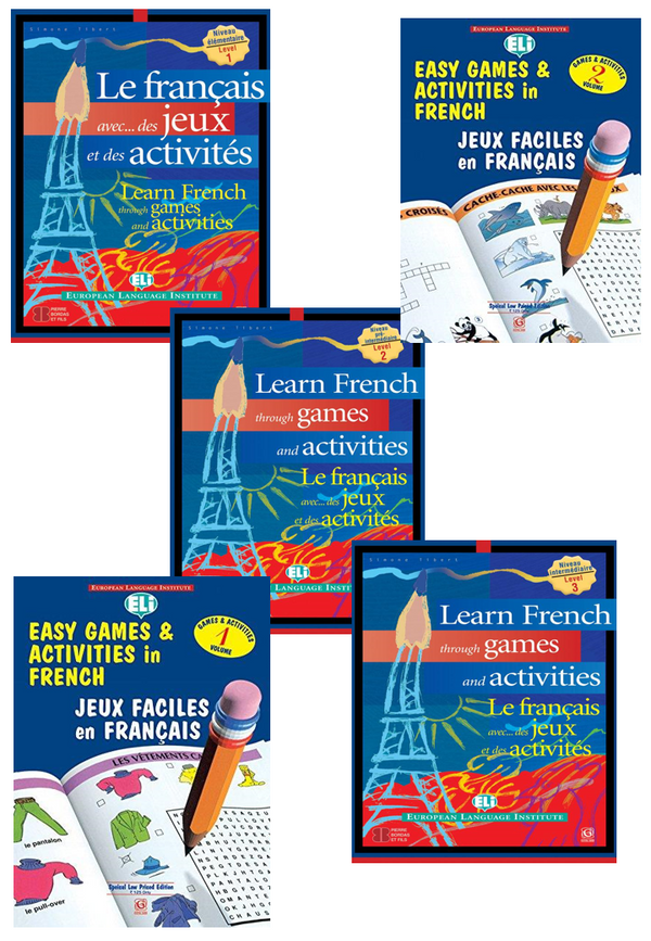 Learn French through games and activities (Level 1+2+3)+Easy Games & Activities In French Volume-1+2