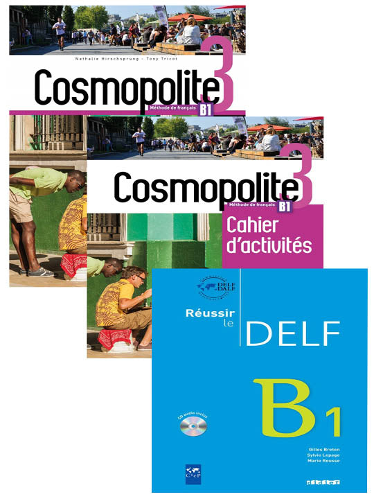 Cosmopolite 3-B1Textbook with DVD+Workbook+Delf B1 Livre Audio Downloadable( 3 Book Set)